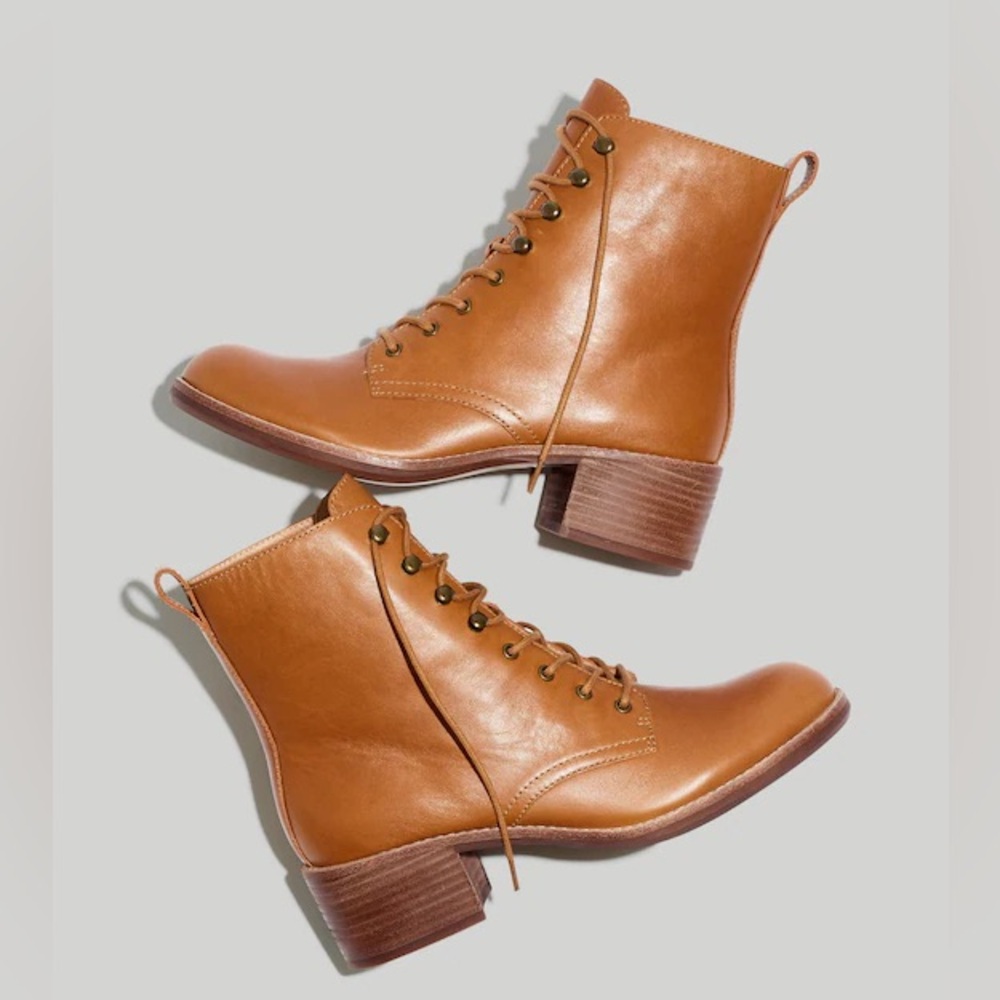 Madewell The Patti Lace-Up Ankle Boots in English Saddle